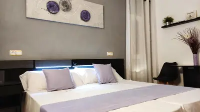 Cama o camas de una habitación en Hostal Turbon