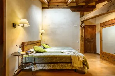 Cama o camas de una habitación en Hotel Akerreta