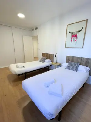 Cama o camas de una habitación en VTZ El Balcón a la Basílica II - vistas inmejorables a la Basílica del Pilar!