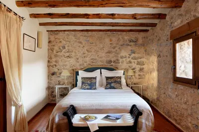 Cama o camas de una habitación en Hotel Mas de la Serra