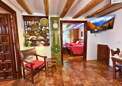 Cama o camas de una habitación en Casa Abadía de Banaguás