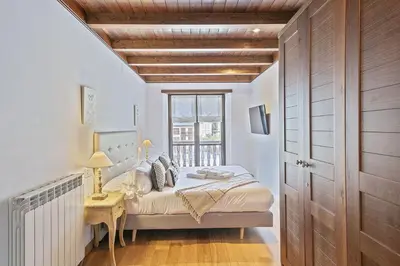 Cama o camas de una habitación en Luderna - Apartamento Val de Ruda A14 Montoliu