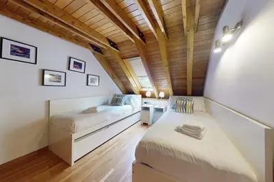 Cama o camas de una habitación en Luderna - Casa con jardín Montcorbison