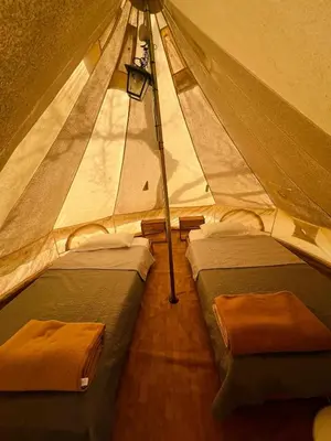 Cama o camas de una habitación en Camping Oliana