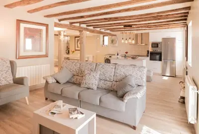 Zona de estar de Preciosa casa para familias y grupos en Navarra