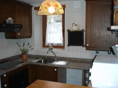 Una cocina o zona de cocina en Apartamentos wifi Baqueira & Aigüestortes con jardín privado