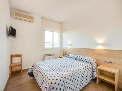 Cama o camas de una habitación en Hotel Restaurante Blanc I Negre 2