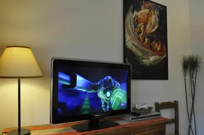 Una televisión o centro de entretenimiento en Apartamentos Los Pirineos - Atencion personal