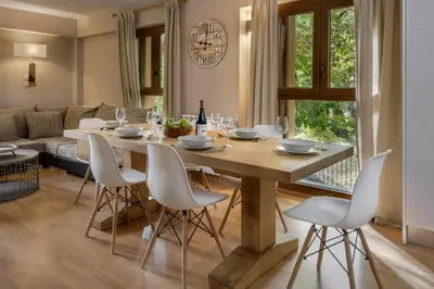 Zona de estar de Musales, apartamento familiar en Panticosa