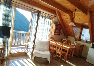 Una televisión o centro de entretenimiento en Apartament Ca de Gallisca Taüll Vistas Espectaculares