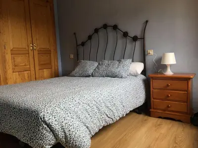 Cama o camas de una habitación en Apartamentos Turísticos Río Gállego (VUT EL CANFRANERO)