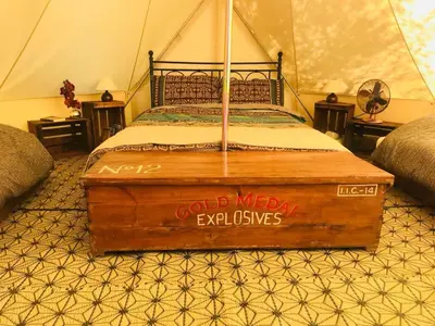 Cama o camas de una habitación en Family bell tent