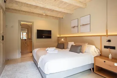 Cama o camas de una habitación en Luderna - Apartamento con jardín Crabera