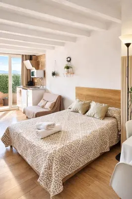 Cama o camas de una habitación en Apartament CORBATERA CIM apartaments