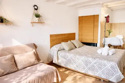 Cama o camas de una habitación en Apartament CORBATERA CIM apartaments