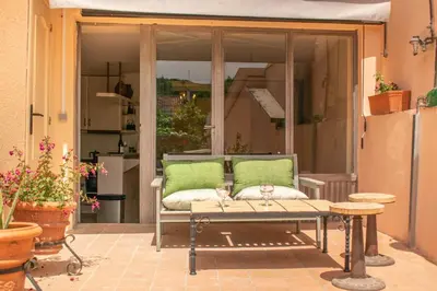 Zona de estar de Amplio apartamento rural con terraza
