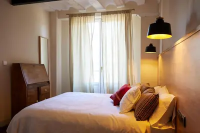Cama o camas de una habitación en Amplio apartamento rural con terraza