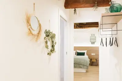 Cama o camas de una habitación en Apartaments la Rambla - Esperó de Bolós - 4 pers