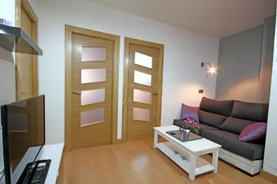 Una televisión o centro de entretenimiento en Apartamento Berria