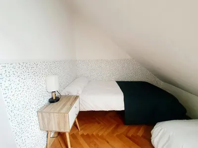 Cama o camas de una habitación en Alojamiento Mundarrey Bïescas