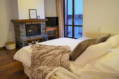 Cama o camas de una habitación en Apartament acollidor amb una gran llar de foc by RURAL D'ÀNEU