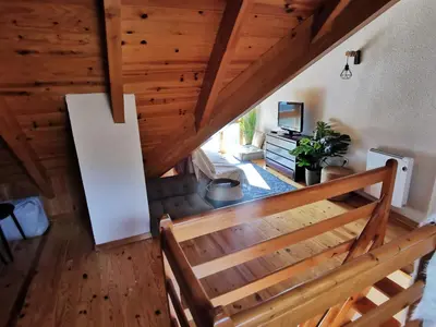 Zona de estar de Dúplex con terraza y vistas panorámicas en Taüll