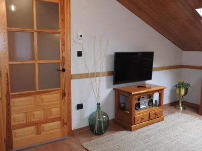 Una televisión o centro de entretenimiento en La Buhardilla de Gavin