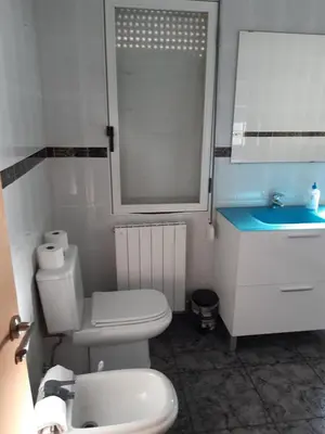 Un baño de Apartamento Duartes en Barbastro vistas al pirineo