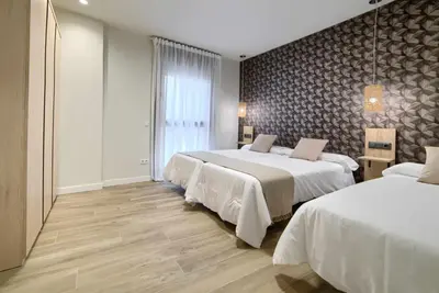 Cama o camas de una habitación en Apartamento rural Isla Esencia de Bardenas Navarra