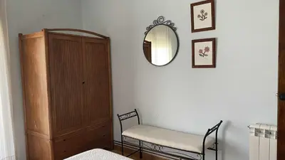 Cama o camas de una habitación en Casa Lola Beceite, terraza, barbacoa y chimenea