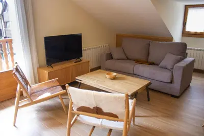 Una televisión o centro de entretenimiento en Apartaments Areny - L'Amfitriona