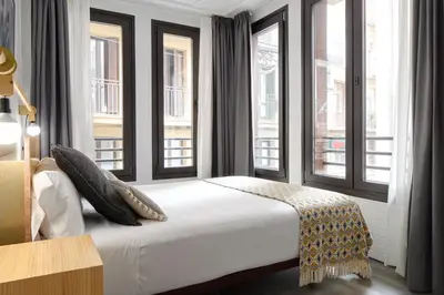 Cama o camas de una habitación en Hostal Arriazu