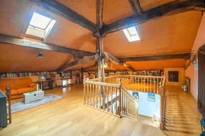 Cama o camas de una habitación en Espacioso apartamento en el Pirineo Navarro