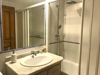 Un baño de Casa rústica familiar en los Pirineos