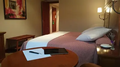 Cama o camas de una habitación en Hotel Pamplona Villava
