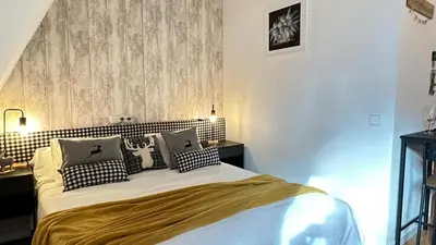 Cama o camas de una habitación en Estudio en Baqueira con piscina y parking