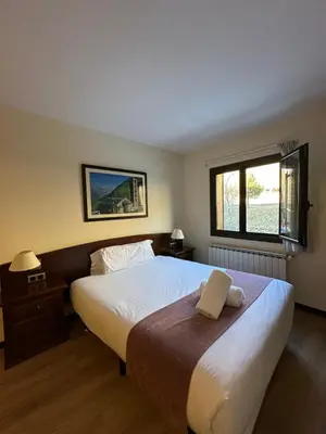 Cama o camas de una habitación en Hotel Romànic