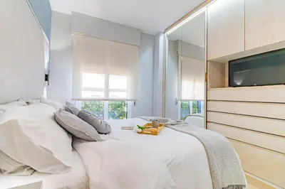 Cama o camas de una habitación en Acogedor apartamento con acabados primera calidad