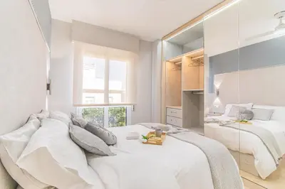 Cama o camas de una habitación en Acogedor apartamento con acabados primera calidad