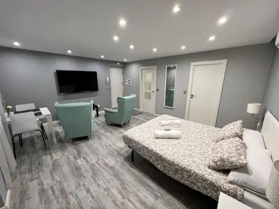 Una televisión o centro de entretenimiento en Apartamenticos Estudio Las Armas II