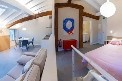 Cama o camas de una habitación en Apartamentos en Baztan HIRU KABI, BAGA