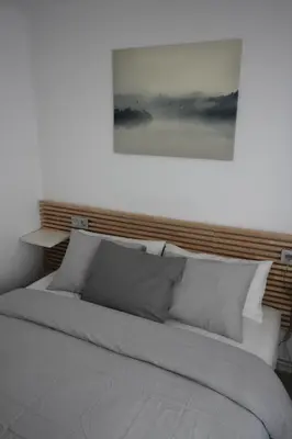 Cama o camas de una habitación en Apartamento los Pirineos Sabi
